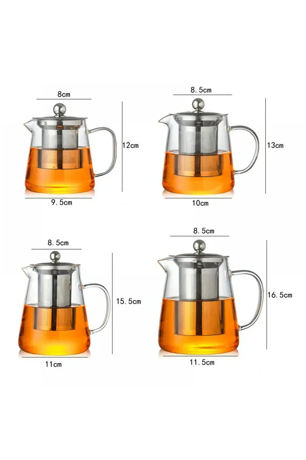 Stainless Steel Infuser Glass Teapot