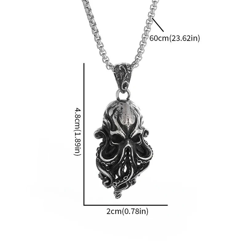 Gothic Skull Octopus Tentacle Necklace