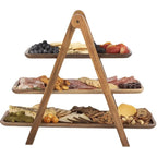 3-tier wooden step plate decor cake stand farmhouse step plate party serving dish and trays
