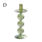 Ribbed Glass Candle Holders - Green