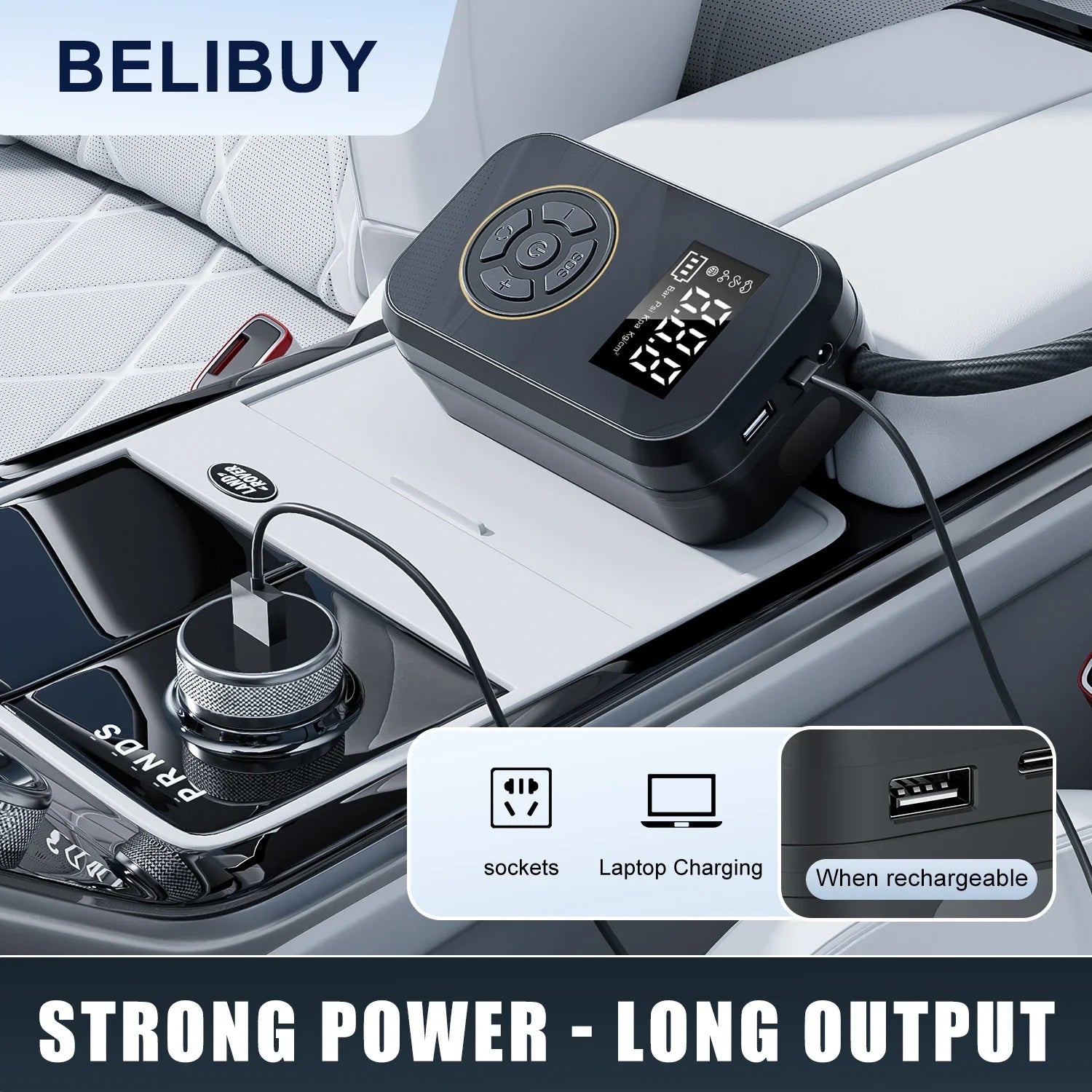 AirVolt Go Compressor | Wireless & Rechargeable | Tire Pressure & Power Bank in One | Compact & Mobile