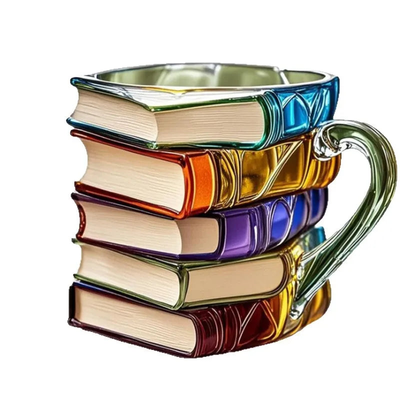 Stacked Books Shape Coffee Mug