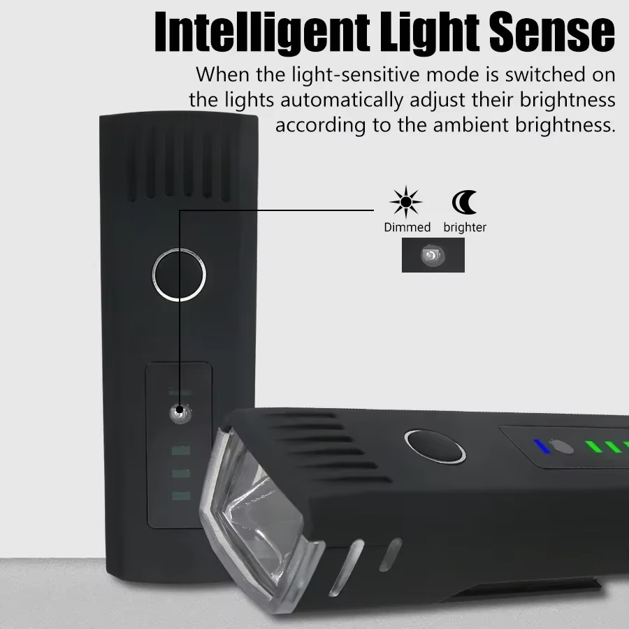 USB Rechargeable Bike Front and Rear Light Set with LED Headlamp for Night Cycling