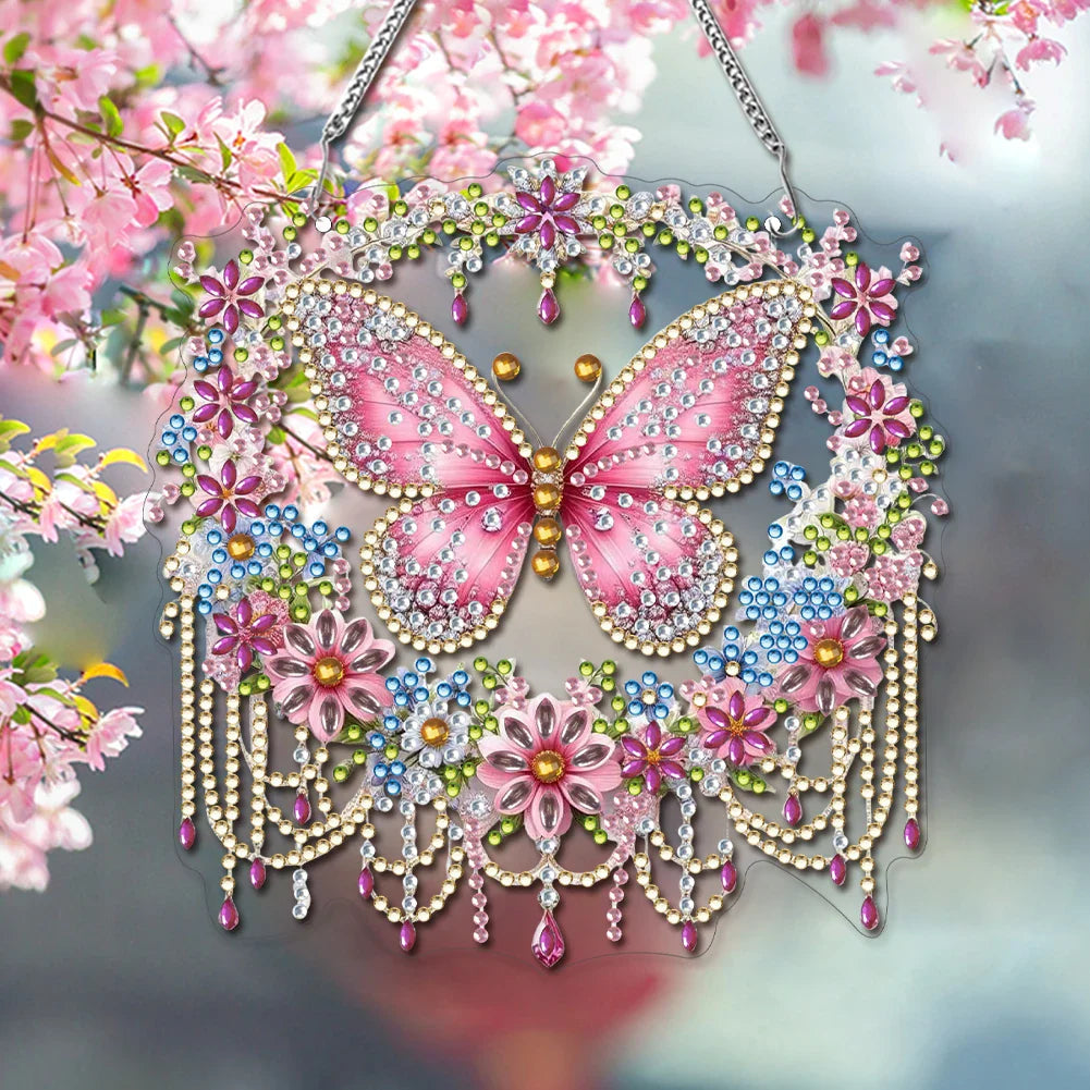 Butterfly Pendant | 5D DIY Diamond Painting | Double-Sided Acrylic | Sparkling Window Decoration