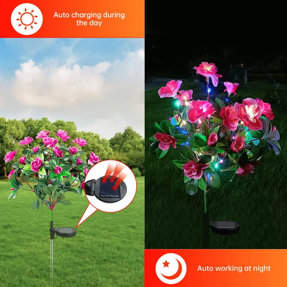 FloraGlow Solar Garden Lamp | Azalea Design | LED | Weatherproof & Wireless | 8h Light Time