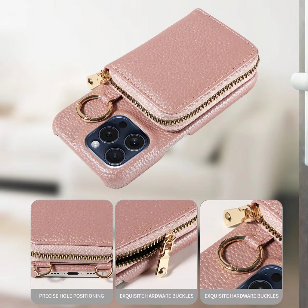 Premium Leather Multi-Function iPhone Case with Anti-Degaussing Protection