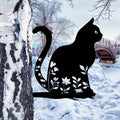 Metal cat silhouette for garden and patio decoration