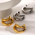 18k Crescent Outline C Shaped Earrings