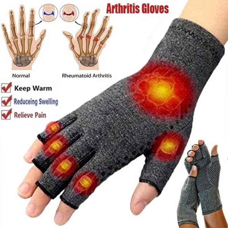 Compression Arthritis Gloves Fingerless Wrist Support for Hand Pain Relief and Fitness
