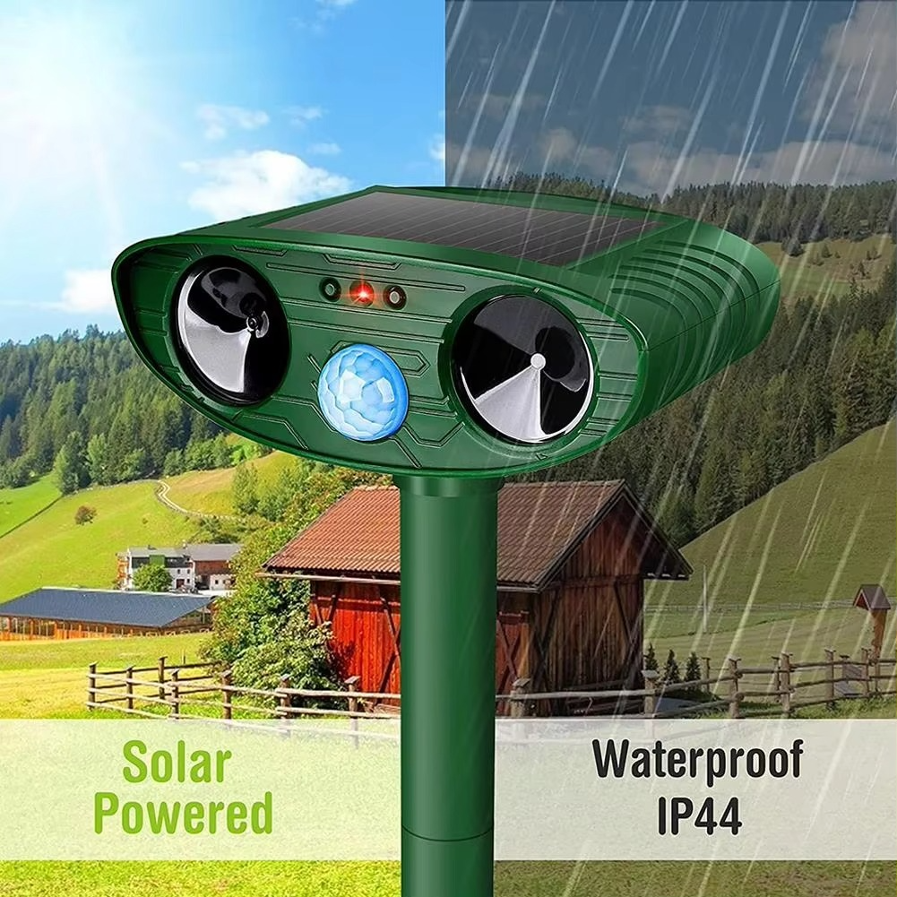 Solar-Powered Ultrasonic Animal Repellent for Gardens and Yards