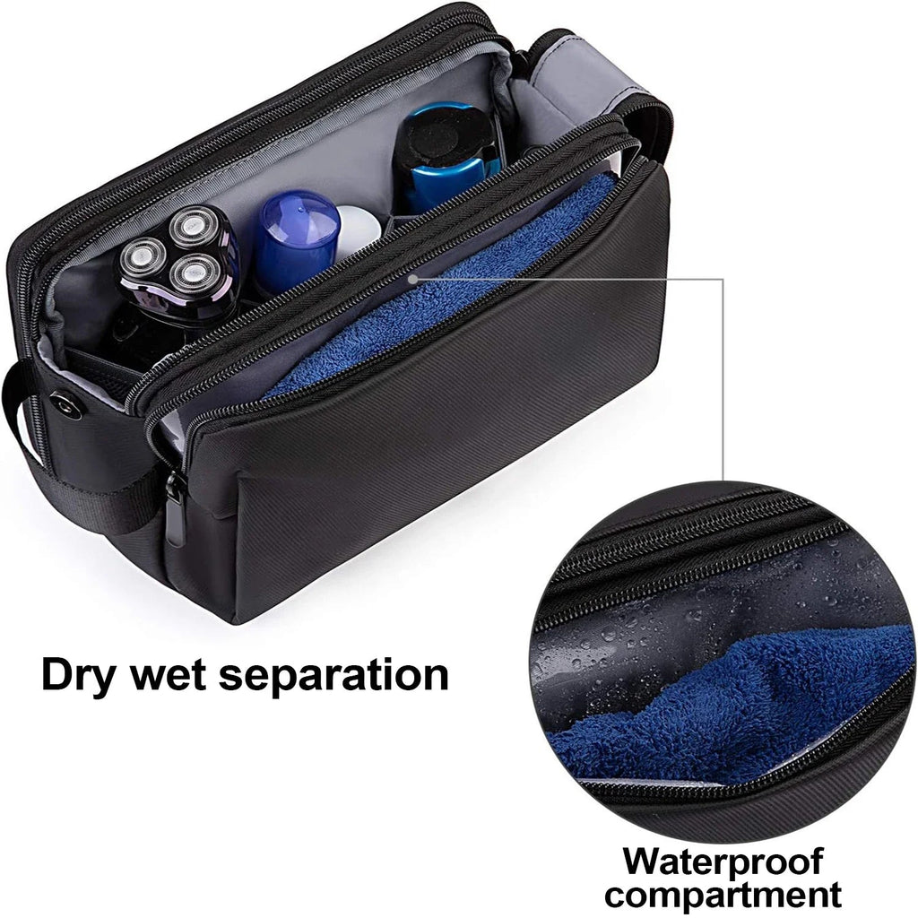 Gentrax Toiletry Bag Men | Water Repellent & Large | Tear Resistant Travel Organizer with Wet Compartment | Dopp Kit for Shaving & Care