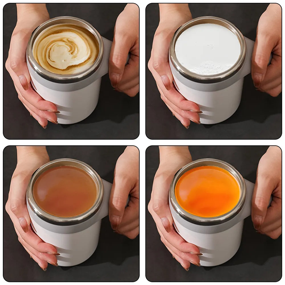 Rechargeable self-stirring mug