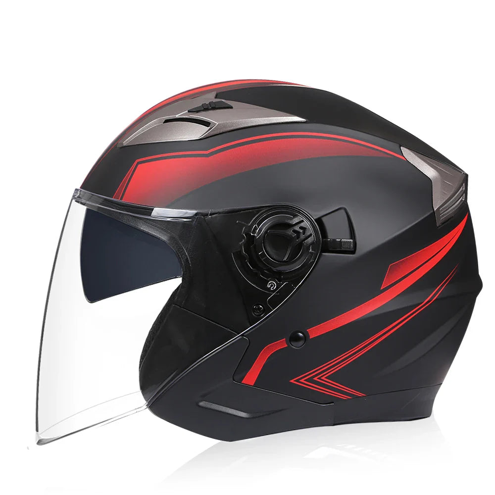 Half Face Motorcycle Helmet with Double Lens & DOT Safety – RoadGuard