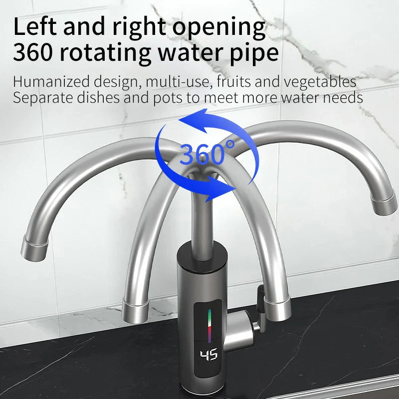 Electric Kitchen Faucet with Flow Heater 3000W Stainless Steel