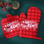 HollyHeat Oven Gloves 2-Piece Set | Christmas Baking Gloves with Festive Design | Heat Resistant Kitchen Gloves for Christmas & New Year