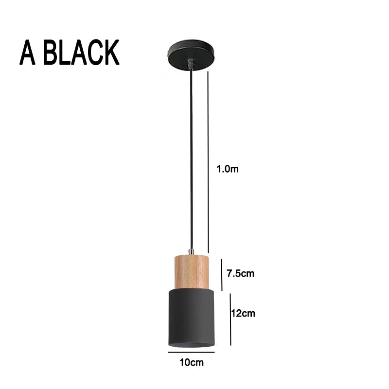 Nordic LED Pendant Lights Made of Metal and Wood - Modern Hanging Lamps for Dining Room and Kitchen