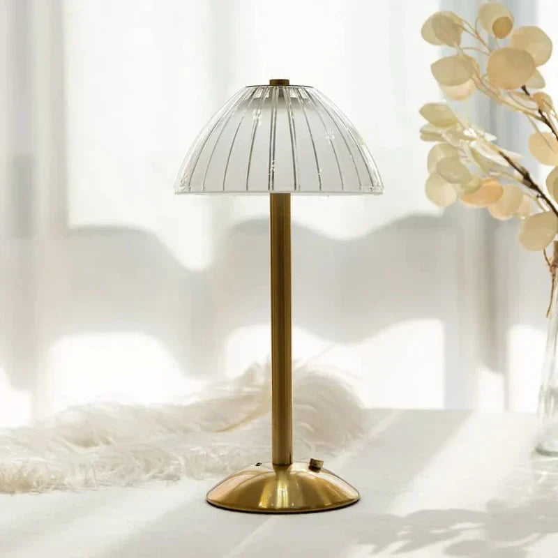 Wireless LED table lamp with three color modes and dimming function