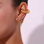 Dainty Two Tone C Hoop Wrapped Earrings