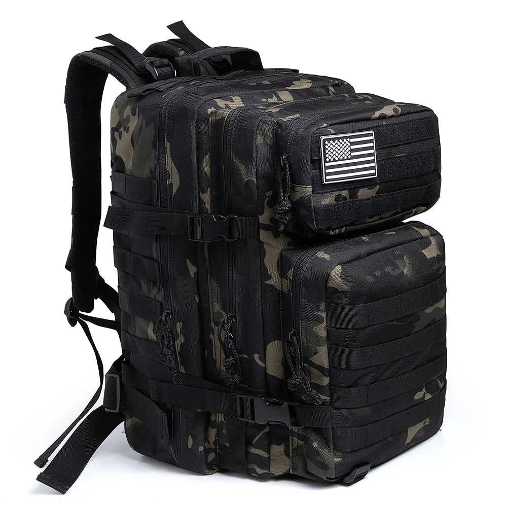 TACTICO45 45 L Outdoor Rucksack | Molle-System | 3-Day Capacity | Robust & Multifunctional – Black/Khaki/Olive
