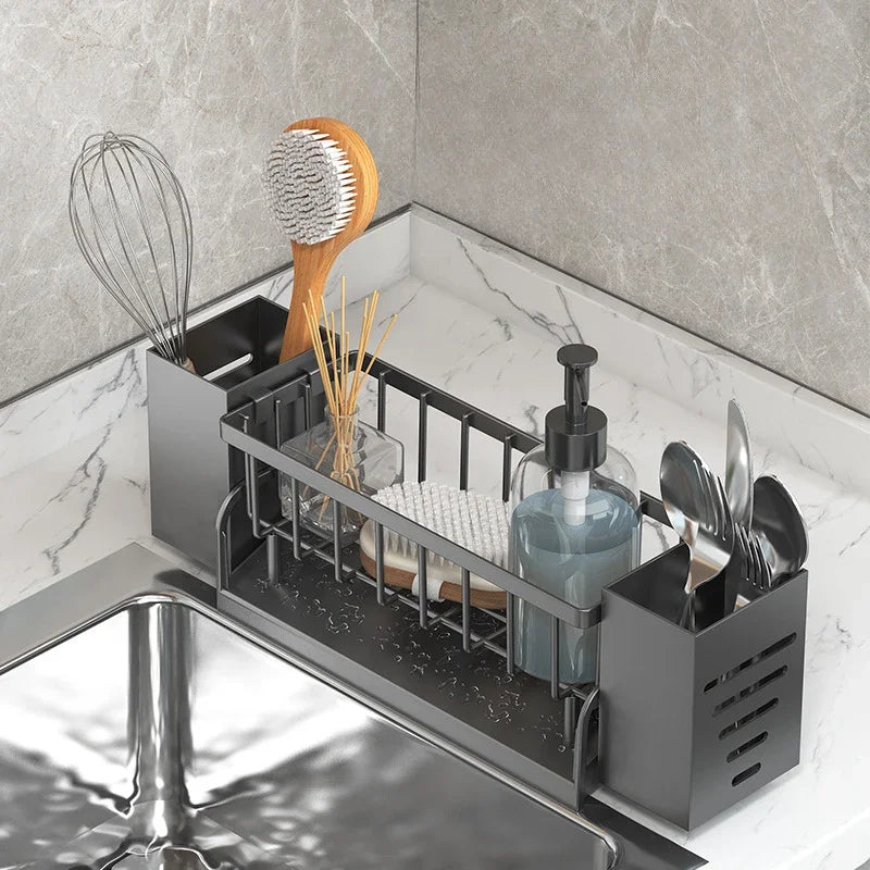 Ordinaqua Sink Organizer Shelf | Self-draining | Holder for Sponge, Soap & Cloth | Expandable & Hygienic | ABS Plastic