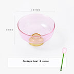 Colorful borosilicate dessert bowl with spoon