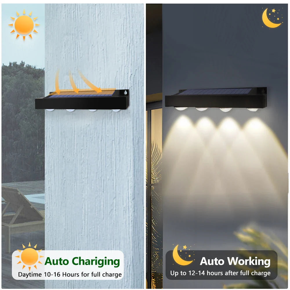 Solavera LumiFence Solar Lights | 4-piece Set LED Outdoor Lights | IP54 Weatherproof | Aluminum | For Garden, Fence & Patio