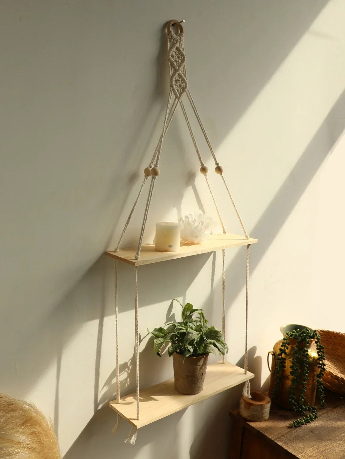 Wall shelf – Wood – Hanging shelves – Boho home decoration – Room decoration