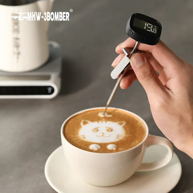 MHW-3BOMBER Digital, instant-read coffee thermometer for latte art pen, milk frothing pitcher, stylish barista kitchen accessories for home