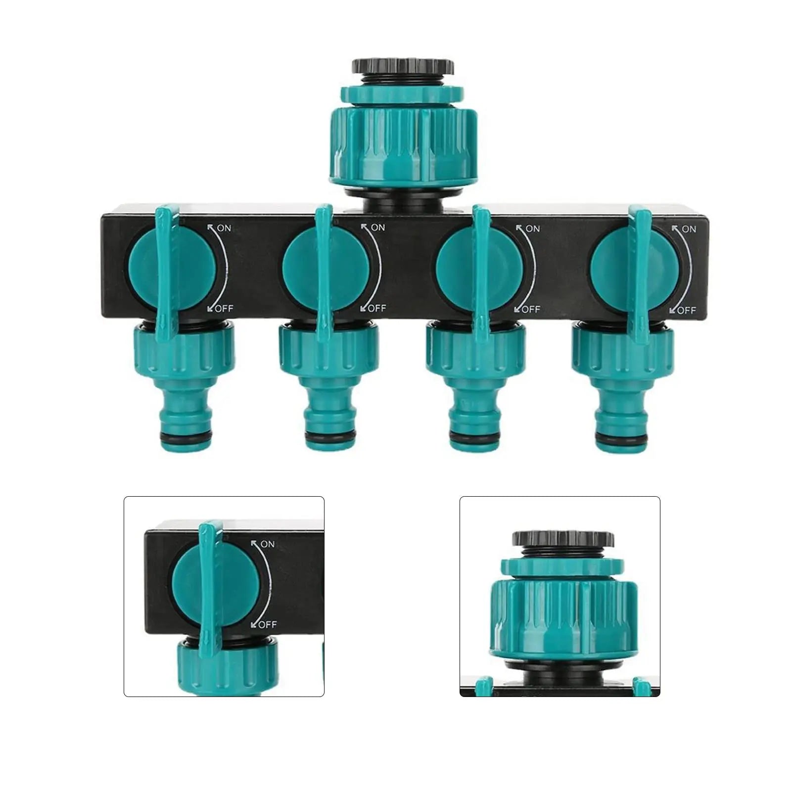 AquaSplit 4-Way Distributor | For ½", ¾", 1" Threads | Robust Design | Green-Black