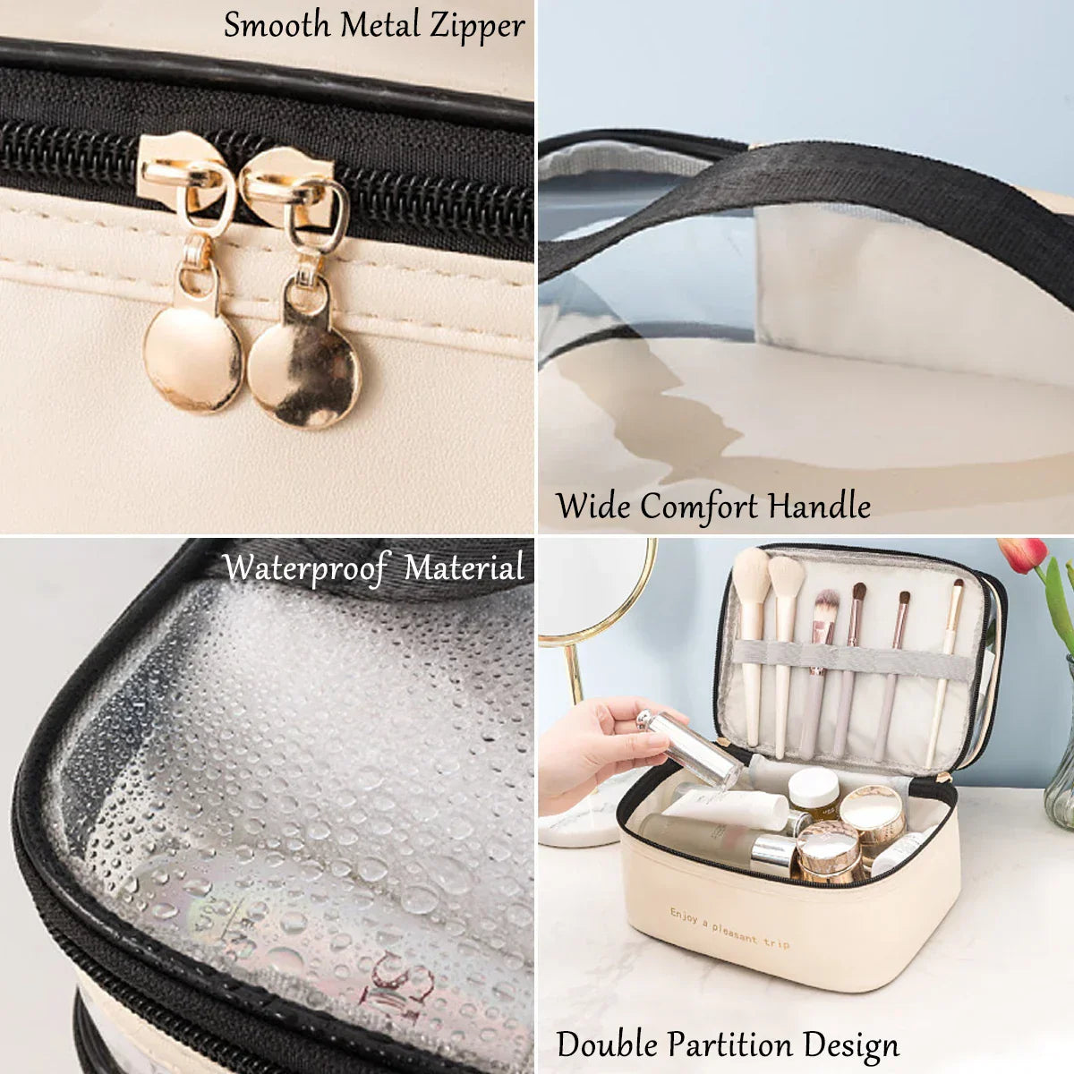 Cosmavera Cosmetic Bag | 2-in-1 Design | Transparent & Waterproof | For Travel & Everyday