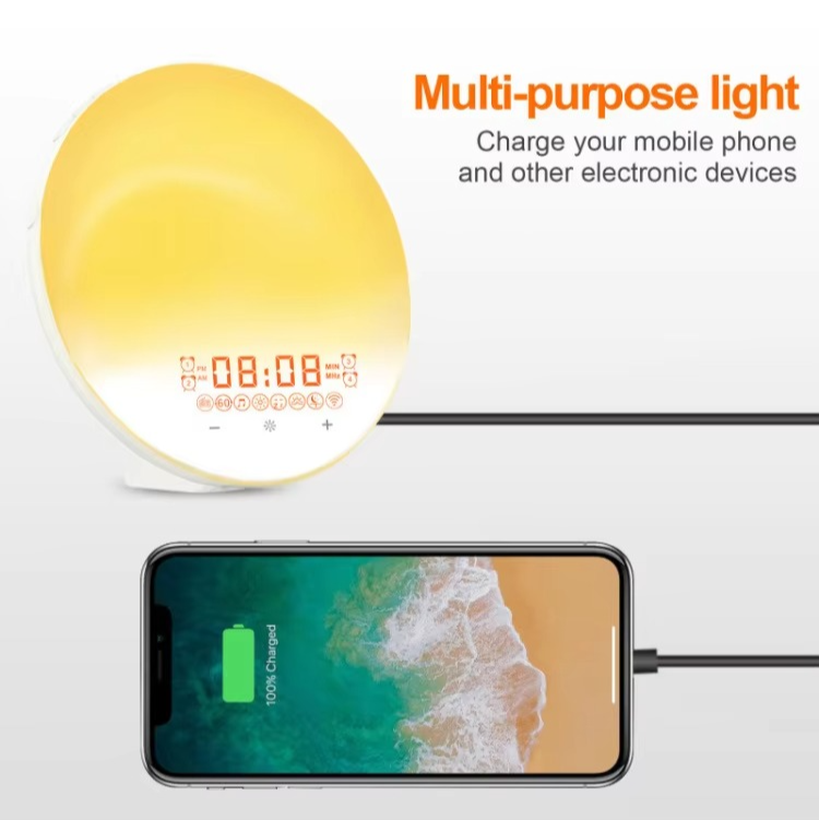 Wake Up Light Alarm Clock with Sunrise Simulation, Sunset Mode, Night Light and FM Radio
