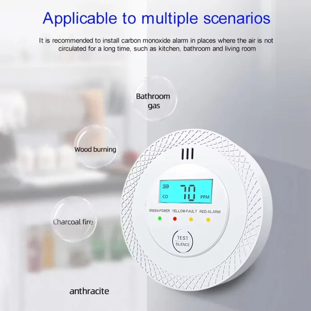 VeiligWoon CO and Smoke Detector – Wireless with LCD Screen and Alarm