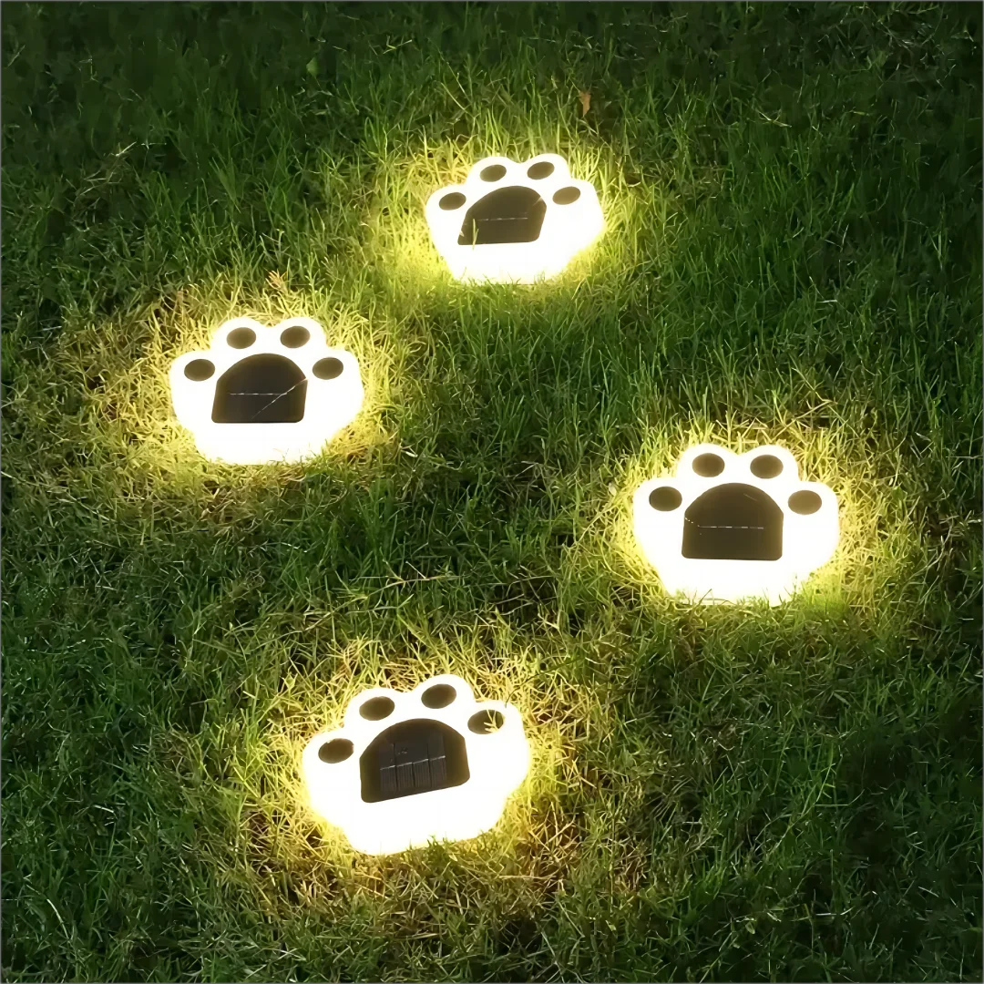 Glowing Paw LED Solar Pathway Outdoor Lights