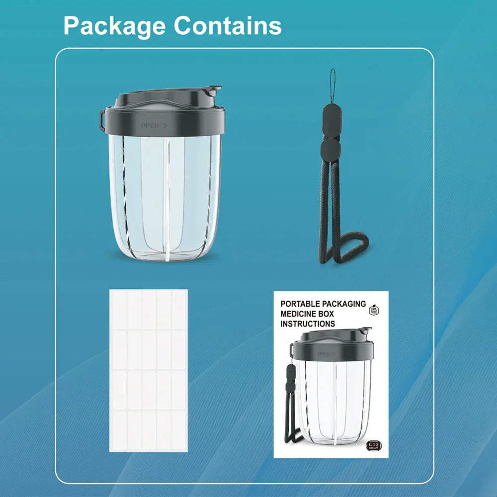 Pilliora Travel Pill Box | BPA-free & Hygienic | Anti-Mix System | With Carrying Loop