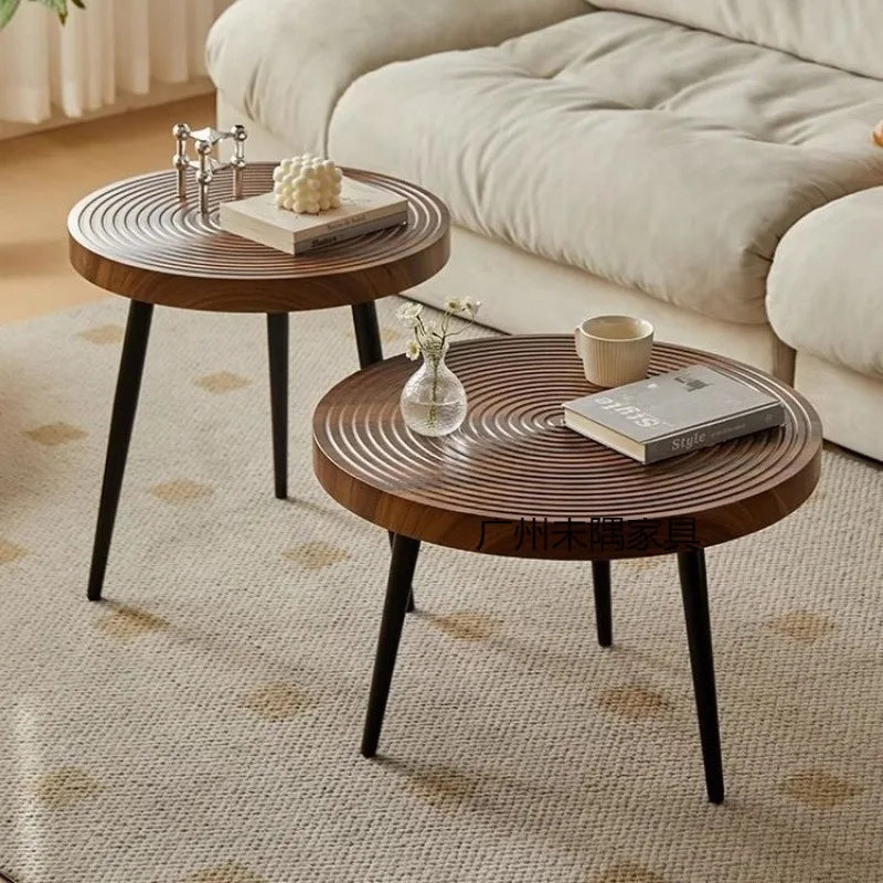 Round Wooden Coffee Table Japanese Design Tea Table Living Room