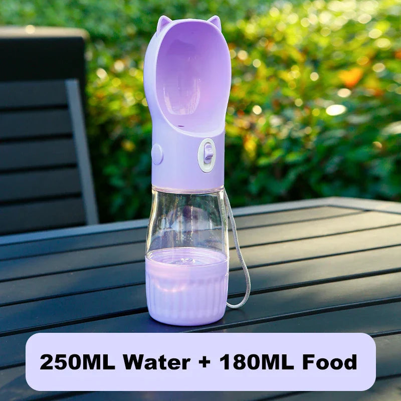 PetHydra Duo Dog Water Bottle with Feeding Bowl | 2-in-1 Outdoor Dispenser | For Small & Large Dogs & Cats