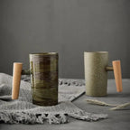 ScandiSip Ceramic Mug – Minimalistic Scandinavian Design with Wooden Handle