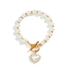 Pearl Heart Diamond Accented Bracelet