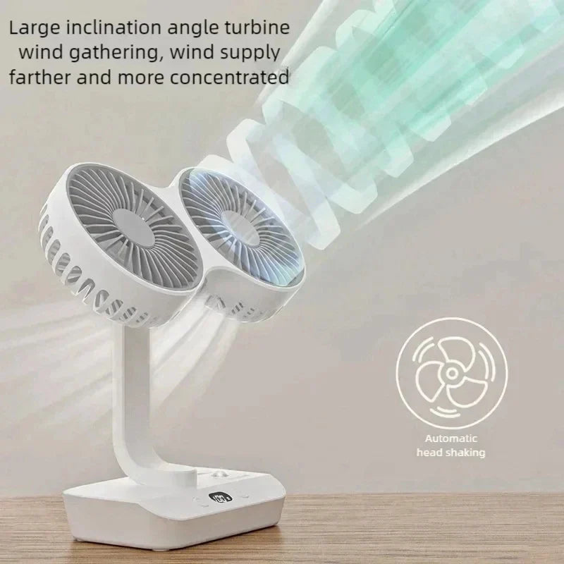 Brisano Table Fan Cordless | 8000mAh Battery | 90° Adjustable & 4-Speed Wind | LED Display & USB Charging