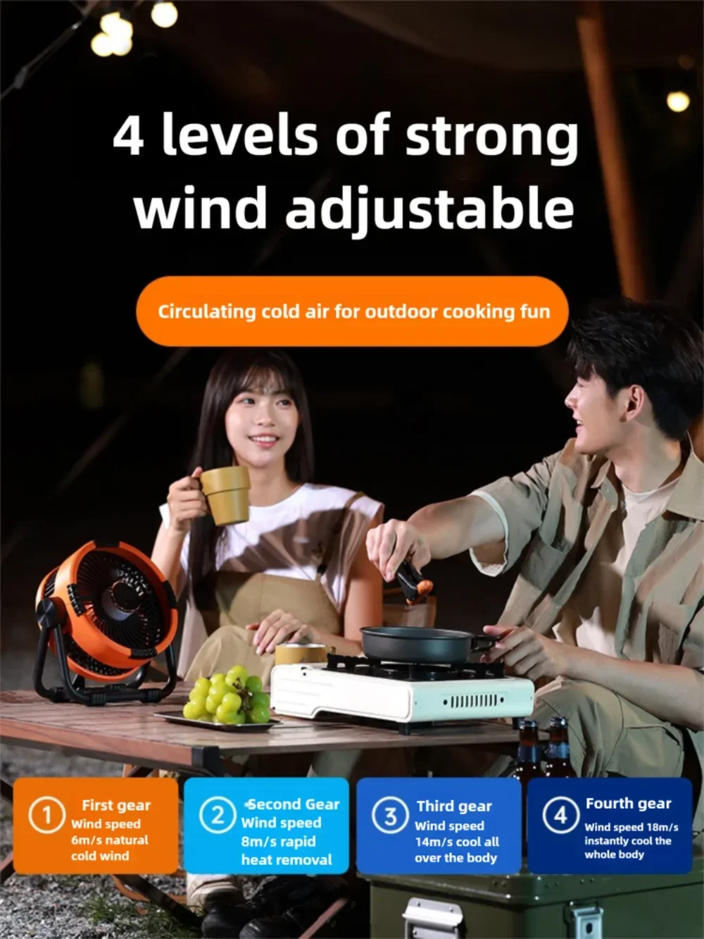 AEROLIA NightCool | 4-in-1 Fan & Night Light | 20000mAh Battery | Usable Hanging & Standing