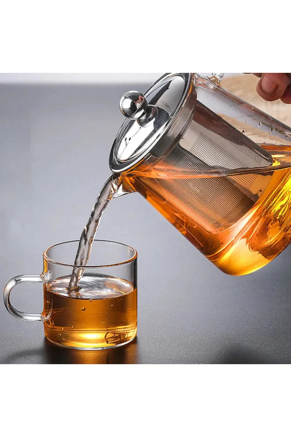 Stainless Steel Infuser Glass Teapot