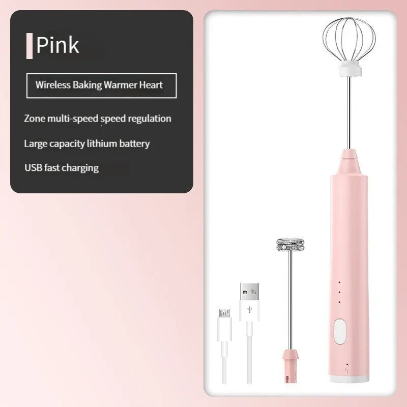 FROTHORIA Electric Milk Frother & Mixer | Rechargeable | 3 Speeds | 2 Attachments