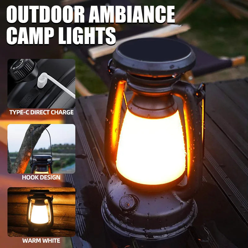 Nostalux Retro Lantern | LED Table Lamp with Remote Control | Rechargeable & Decorative | For Home, Camping & Bar