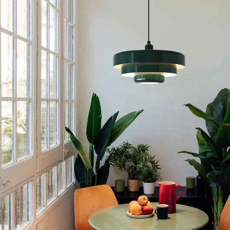 Elegant three-level pendant light in macaron colors