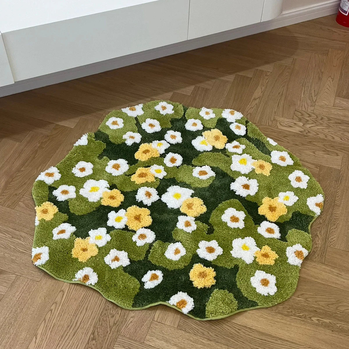 Daisy Tufting Moss Bathroom Mat