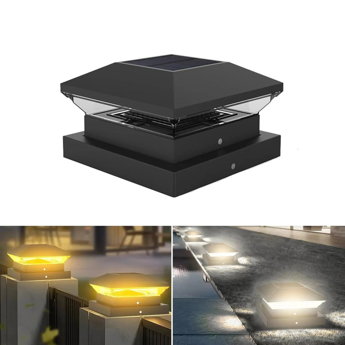 Solar-Post Light LumiColumna | Adjustable Warm & Cool White | IP65 Waterproof | For Fence, Garden & Gate Pillar