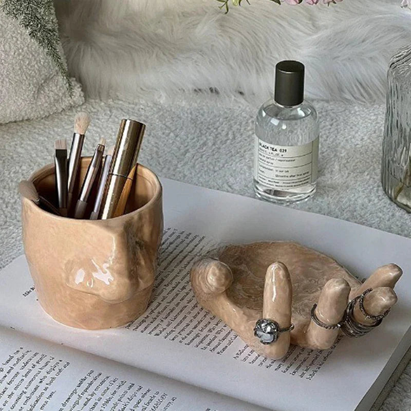 Artistic Hand Grip Base Unique Coffee Mug