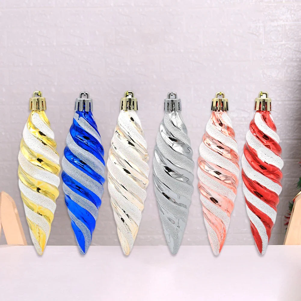 Spiral Christmas Hanging Ornaments, 11 cm Tall, for Trees and Celebrations