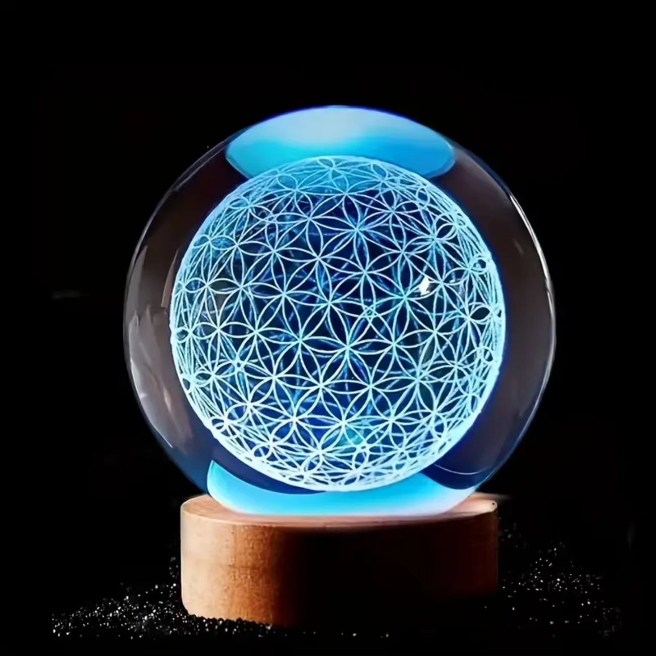 Enchanting 3D Flower of Life Crystal Ball with Color-Changing USB Nightlight