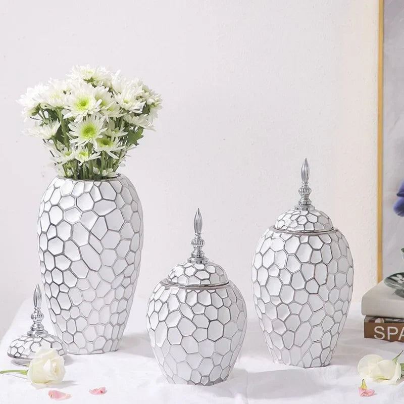 Elegant ceramic vase with a gold accent